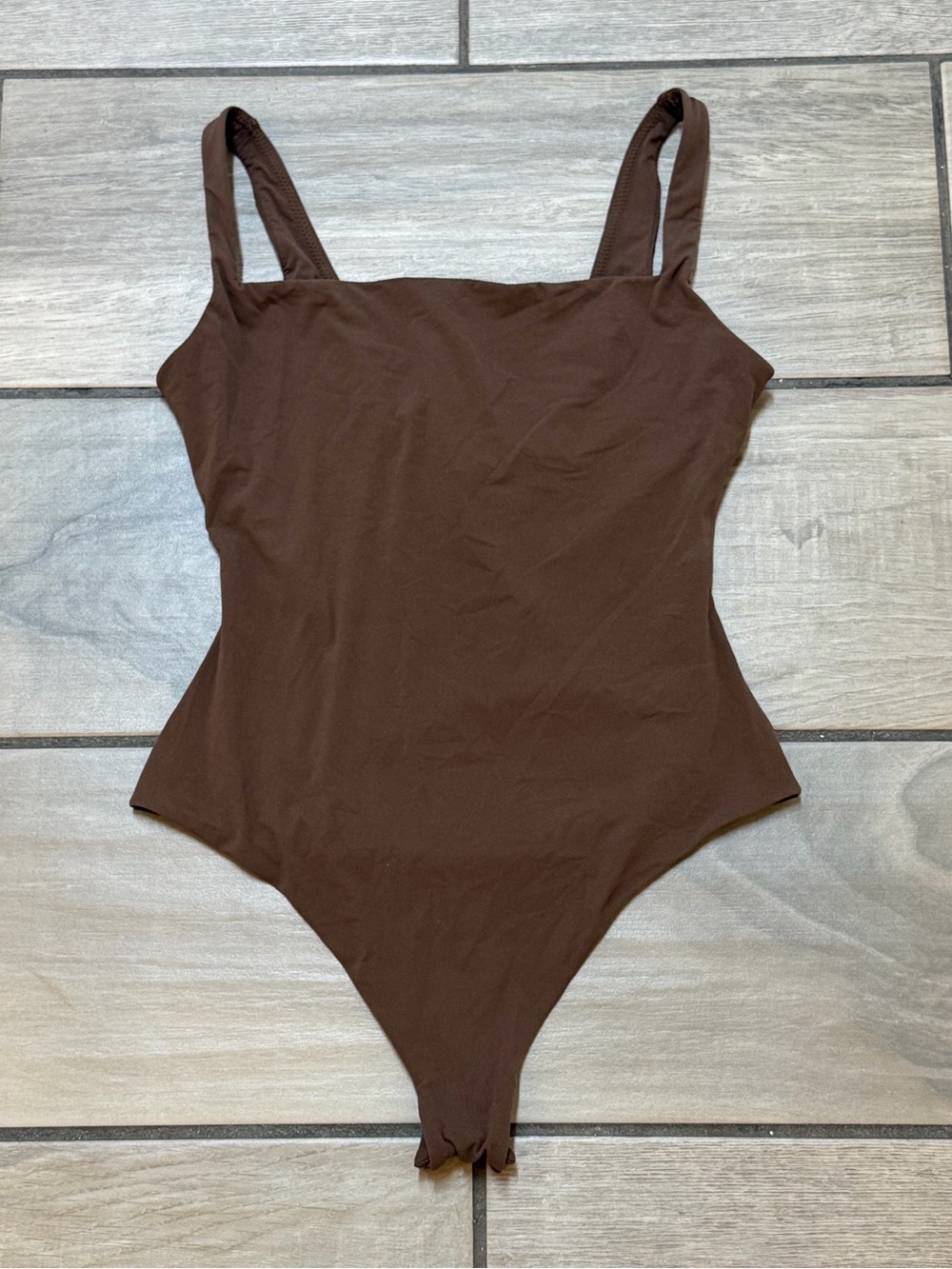 SKIMS Fits Everybody Square Neck Bodysuit Cocoa Brown